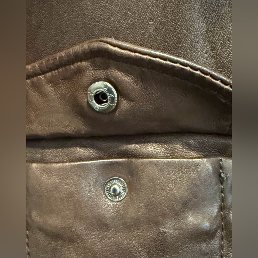 SOLD Miss Top Gun Brown Leather Bomber Jacket Size L Fully Lined - Picture 3 of 10